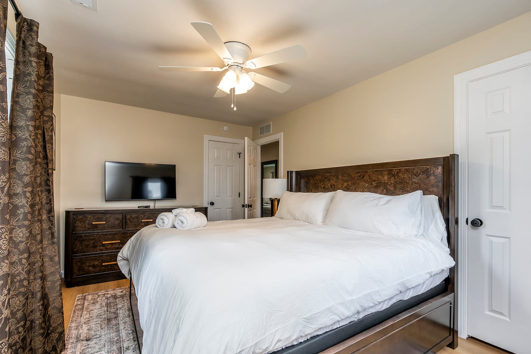Guest Bedroom remodel with Dark Wood Bed Frame